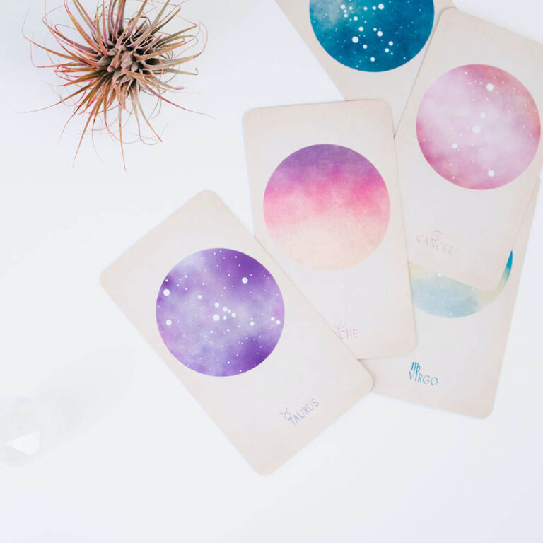 Absztrakt, akvarell hatású tarot-lapok
